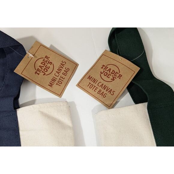 Trader Joe's Mini Canvas Tote Bags Set of 4 Red Yellow Green Blue New Al… - Picture 7 of 7